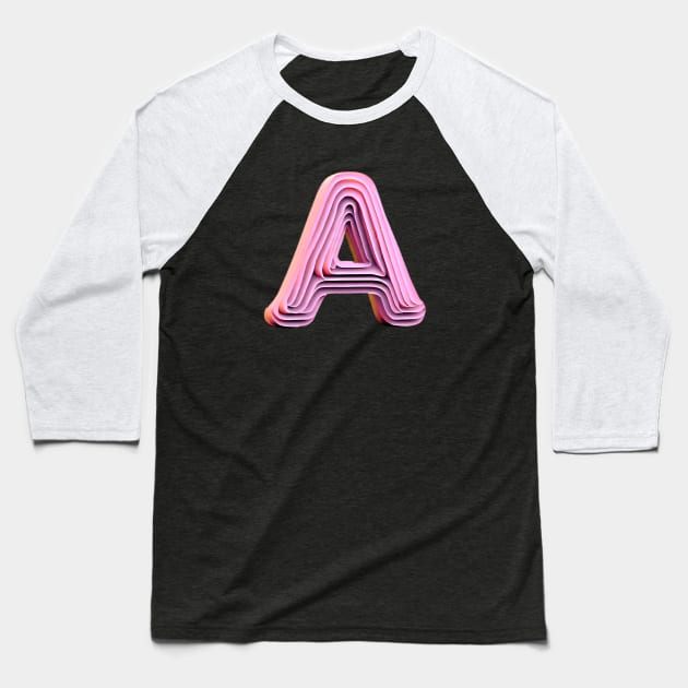 Letter A 3d pink Baseball T-Shirt by ChikoChic